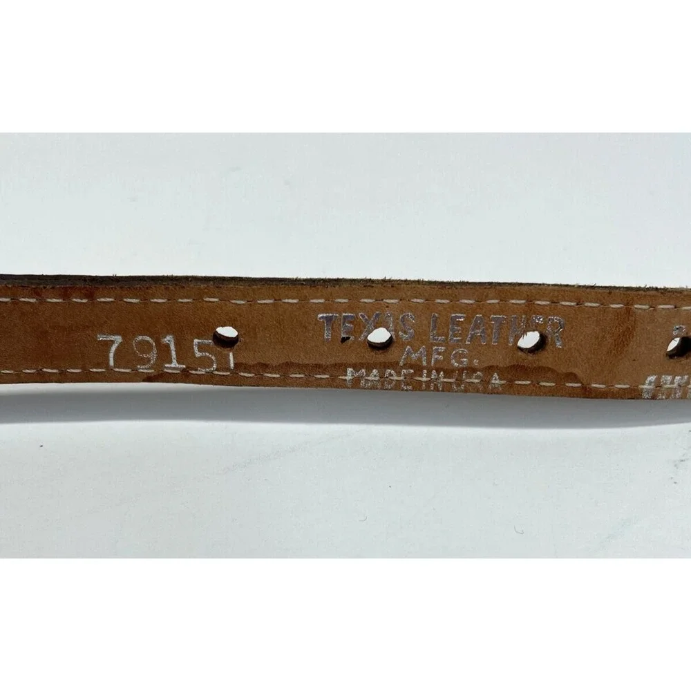 Texas Leather MFG. Western Scallop Concho Belt Genuine Leather USA Size 30 79151